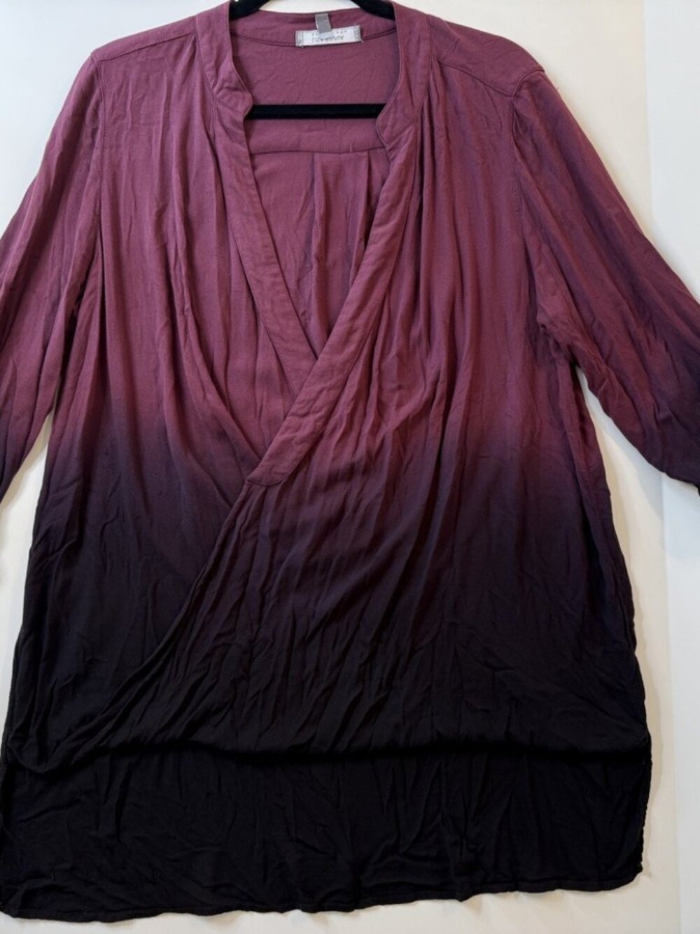 Lisa Rinna Collection Ombré Faux Wrap Tunic 3/4 Sleeve M